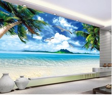 Morden style Custom 3d mural wallpaper beach tree 3d wall murals wallpaper Home Decoration 2024 - buy cheap