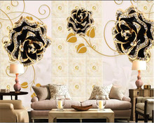 Beibehang Personalizado jóias de luxo em relevo preto flor rosa papel de parede papel de parede casa decoração da parede da sala papel de parede papel de parede 2024 - compre barato