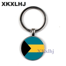 XKXLHJ-Llavero con imagen de arte con personalidad, joyería de vidrio, cabujón, bandera de las galaxias/bahaminas 2024 - compra barato