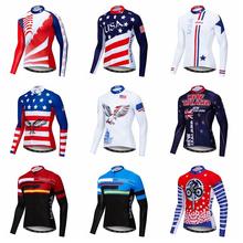 Джерси для велоспорта для мужчин Pro Team Светоотражающая рубашка с длинным рукавом Мужская MTB велосипедная одежда Ropa Ciclismo велосипедные майки с флагом США 2024 - купить недорого