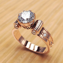 Новинка 2019, высокое качество, кольцо из розового золота, блестящее кольцо с 8 когтями и белым Морганом, обручальное кольцо для женщин, обруча... 2024 - купить недорого