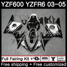 Черный белый корпус для YAMAHA YZF-R6 03 04 05 YZF600 YZF R6 2003 2004 2005 14HC.1 YZF 600 R 6 YZF-600 YZFR6 03 04 05 комплект обтекателей 2024 - купить недорого