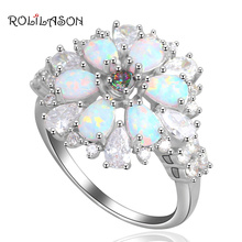 Best Gift for Friend Flower  jewelry for women Fine Green fire Opal silver plated  stamped Rings USA size #6#9#7#8 OR601 2024 - buy cheap
