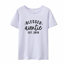Blessed Auntie/женские футболки с принтом; летняя хлопковая футболка с коротким рукавом и круглым вырезом; женская черная и белая Свободная Женская футболка; Топ 2024 - купить недорого