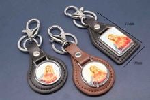 Religious new charm Christ cross leather keychain, glamour high quality cow leather key ring. Random icon 2024 - buy cheap