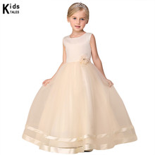 RQ-240 Платья с цветочным рисунком для девочек; одежда на новый год; праздничное платье принцессы без рукавов с большим бантом для маленьких девочек; детское платье 2024 - купить недорого