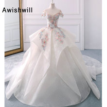 Vestido de Noiva Appliques Lace Flowers Princess Wedding Dresses Off The Shoulder Royal Train Ball Gown Bridal Dress Women 2024 - buy cheap