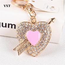 Arrow Pink Love Heart Charm New Fashion Crystal Rhinestone Pendant Purse HandBag Key Ring Chain Favorite Exquisite Lover Gift 2024 - buy cheap