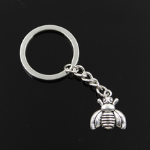 New Fashion Men 30mm Keychain DIY Metal Holder Chain Vintage Bee 21x18mm Silver Color Pendant Gift 2024 - buy cheap