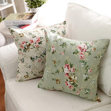 Floral flower print pillow case sofa cushion cover thicken linen cotton pillow cover princess bedding pillowcase no filler sale 2024 - buy cheap