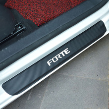 4 pçs de fibra carbono vinil adesivo porta do carro peitoril scuff placa para kia forte peças acessórios 2024 - compre barato