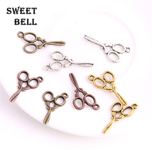 SWEET BELL 60pcs 15*30mm Antique   Metal Alloy Small Scissors Charm Jewelry Pendants Charms D6165 2024 - buy cheap