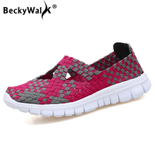 BeckyWalk летние женские плетеные туфли, женская дышащая обувь для прогулок, лоферы с вырезами, женская обувь на плоской подошве WSH2921 2024 - купить недорого