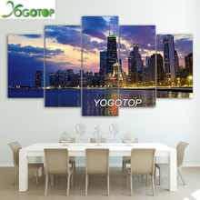 Yogotop kit faça você mesmo pintura em ponto cruz com contas, mosaico bricolagem, bordado completo, 5d com brocas, alta qualidade, cidade, chicago, noite, paisagem, 5 peças ml 2024 - compre barato