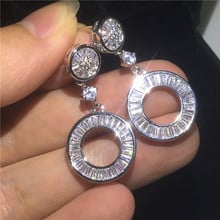 Pendientes de gota AAAAA para mujer, aretes colgantes de plata de ley 925 auténtica para boda, joyería de fiesta nupcial 2024 - compra barato