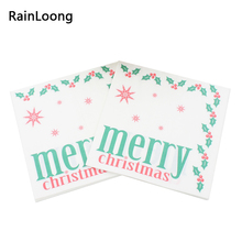 [RainLoong] 33*33cm Green Santa Paper Napkin With Ball Festive & Party Tissue Napkins Decoration Servilleta 1 pack (20pcs/pack) 2024 - buy cheap