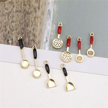 10pcs Korean Alloy Drop Oil Kitchenware Small Spatula Pan Earrings For Women Pendant Material Diy Fun Jewelry Girls Accessories 2024 - buy cheap