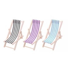 Striped Wooden Lounge Chair 1/12 Scale Dollhouse Miniature Beach Garden Furniture Decor Dolls Accessories 2024 - buy cheap