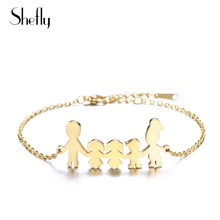 Pulseiras e braceletes de aço inoxidável douradas para mulheres, adoráveis braceletes com corrente de família, joias da moda 2024 - compre barato