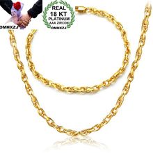 OMHXZJ Wholesale Personality Fashion Man Party Gift Gold Round Circles Chain 18KT Gold Bracelet+Necklace Jewelry Set SE37 2024 - buy cheap