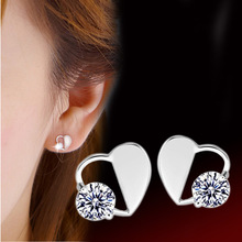 Love You Zircon Heart Stud Earrings For Women Brincos Earing Brinco Earring Oorbellen Earings Jewelry Pendientes Gift Wholesale 2024 - buy cheap