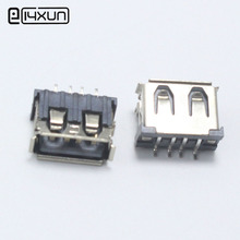 Conector USB tipo A de 10 piezas, conector hembra de 4 pines, soldadura de 90 grados, 1,0mm, clavija curva, conectores DIY 2024 - compra barato