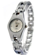 Round PNP Shiny Silver Watchcase White Dial Ladies Women Bracelet Watch FW768A 2024 - купить недорого