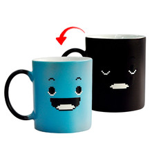 Taza cambia de Color para café, té y leche, creativa y con sonrisa azul, vaso con asa, regalos novedosos, 300ml 2024 - compra barato