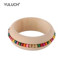 Yuluch pulseira de madeira bege 2019, conjunto de contas de plástico com 8 cores boêmias étnicas para mulheres, meninas, festa de casamento 2024 - compre barato