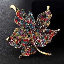 zlxgirl Enamel Tree leafs Brooches Jewelry Big Size Leafs Brooch Pins For Women Party Gifts Rhinestone Crystal Brooch Broaches 2024 - buy cheap