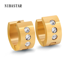 Crystal Earring Gold-Color Stainless Steel Circle Stud Earring Punk Style Earring For Cool Women Jewelry 2024 - buy cheap