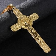 New Gold/Steel color Cross Christ Jesus Pendant Necklace Men/Women Religious INRI Crucifix Jesus Chain & Pendant Jewelry Bijoux 2024 - buy cheap