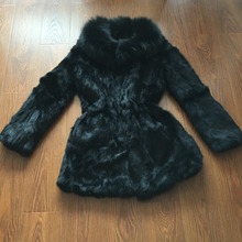 2019 New Arrival Luxury Big Real Fox Fur Collar Coat Natural Rabbit Fur Jacket Wholesale Overcoat OEM Big Size Retail FP965 2024 - buy cheap