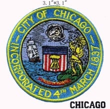 Cidade de chicago selo 3.1 "de diâmetro bordado patch para wave/the little kids/azul claro 2024 - compre barato