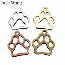 Julie Wang 12PCS Alloy Pet Dog Cat Paw Charms Mixed Antique Colors Animal Footprints Necklace Jewelry Making Accessory 2024 - buy cheap
