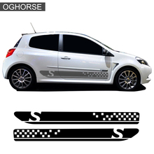 2 Pieces of Car Styling Door Side Stripe Skirt Sticker Racing Sport Graphics Decal For Renault Clio 3 Sticker RS MK3 Accessories 2024 - buy cheap