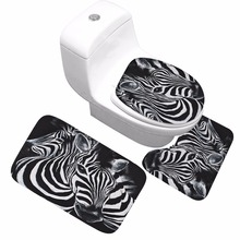 CAMMITEVER 3Pcs Bath Mats African Zebra Anti -Slip Bathroom Toilet Carpet Set Coral Fleece Bathroom Floor Mats Washable Toilet 2024 - buy cheap