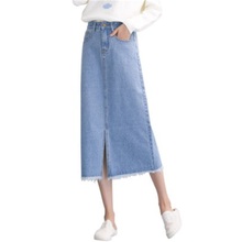 High waist denim skirt women's new autumn and winter long section of the raw edge A word skirt split denim skirt TB1811291 2024 - buy cheap