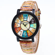 Classic Watches women 2016 Luxury brand Fashion Harajuku Graffiti Pattern PU Leather Analog Quartz Vogue Wristwatch montre homme 2024 - buy cheap