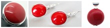 Conjunto de pendientes y pendientes de plata de ley 925, set de joyería de marcasita con laca roja tallada, anillo floeer (#7-10), nuevo 2024 - compra barato