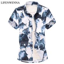 2019 New Fashion Mens Flower Shirt Summer Short Sleeve Slim Fit Shirt Men High Quality Mens Floral Shirt Men Plus Size 7XL 2024 - buy cheap