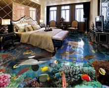 Papel de parede 3 d com piso 3d personalizado, piso auto-adesivo para foto de peixes tropicais 2024 - compre barato