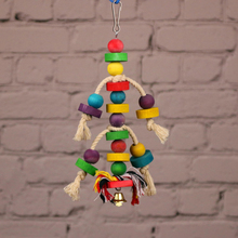 1 Uds juguetes de loros cuentas de madera coloridas con campanas para pájaro juguete periquito masticar jaula colgante accesorios para jaulas de pájaros suministros de Juguetes 2024 - compra barato