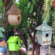 Casa de aves de imitación de resina, Nido de Pájaro, decoración de jardín al aire libre 2024 - compra barato
