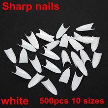 500pcs 10 Sizes Sharp Ending Stiletto French Sharp Nails Acrylic False Nail Tips White Color Beauty High Quality Diy Diamante 2024 - buy cheap