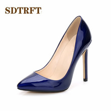 SDTRFT Plus:35-44 45 46-zapatos de punta estrecha para mujer, tacones finos de 11cm, zapatos de charol para boda, sexy, travestis, SM 2024 - compra barato