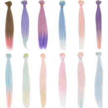 Multicolor 25*100 cm Straight Gradient Wig High-Temperature Doll Wigs DIY Hair Accessories for BJD for Blythe 1/3 1/4 1/6 Dolls 2024 - buy cheap
