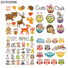 ZOTOONE Cute Animal Patches Set Iron-on Transfers For Kids Clothes DIY Thermal Press Cartoon Owl Patch Heat Transfer Stickers E 2024 - buy cheap
