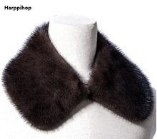 Harppihop cachecol masculino de pelo de marta, acessório de vestuário para homens, casaco e cachecol de pele de marta natural 55cm x 13 2024 - compre barato