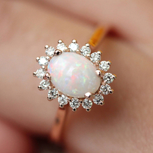 Egg-Shaped Opal & CZ Rings For Women Rose Gold Color Big Wedding Engagement Ring Fashion Jewelry For Gift KCR237-M 2024 - buy cheap